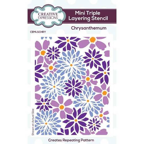 Creative Expressions Mini Triple Layering Stencil - Chrysanthemum (4" x 3")