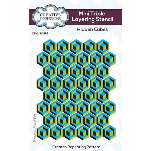 Creative Expressions Mini Triple Layering Stencil - Hidden Cubes (4" x 3")