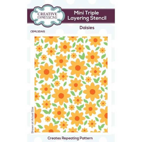 Creative Expressions Mini Triple Layering Stencil - Daisies (4" x 3")