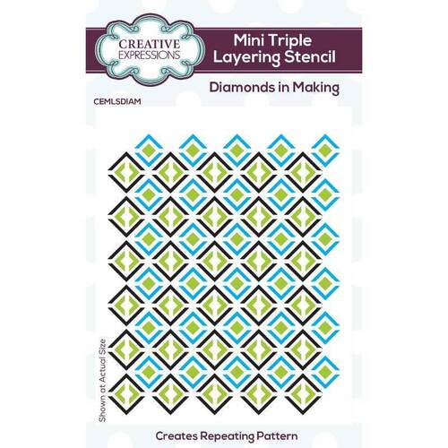Creative Expressions Mini Triple Layering Stencil - Diamonds in Making (4" x 3")