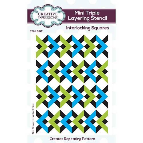 Creative Expressions Mini Triple Layering Stencil - Interlocking Squares (4" x 3")
