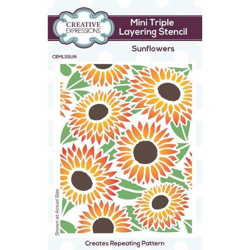 Creative Expressions Mini Triple Layering Stencil - Sunflowers (4" x 3")
