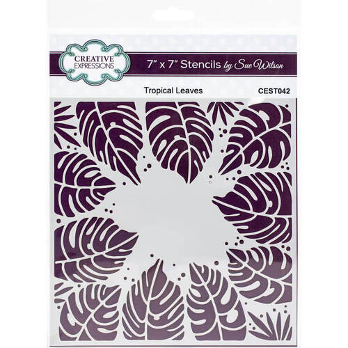 Creative Expressions 7"X7" Stencil - Tropical Leaves (By Sue Wilson)