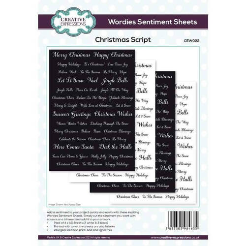 Creative Expressions Wordies Sentiment Sheets - Christmas Script