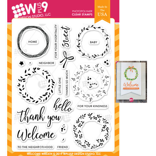 WPlus9 Design Stamps - Welcome Wreath CL-WP9WW