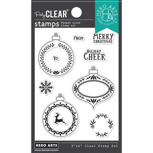 Hero Arts Clear Stamp 3x4 - Holiday Cheer Ornaments CM529