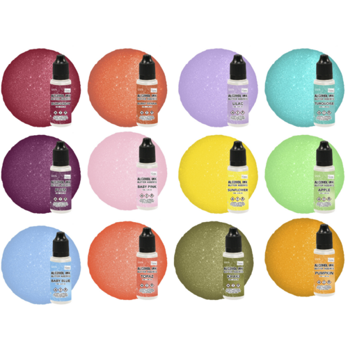 Couture Creations Alcohol Ink Glitter Accents (12ml) - 12 Colours Complete Bundle Set 2