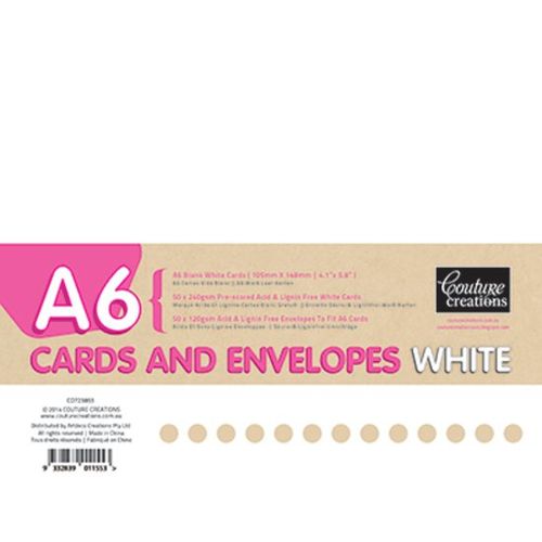 Couture Creations A6 Card and Envelopes White (50 pk) 240 gsm