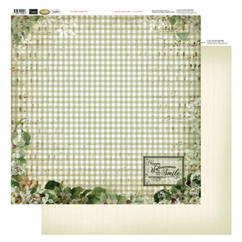 Couture Creations Patterned Paper - Vintage Roses - Green Plaid (12x12)