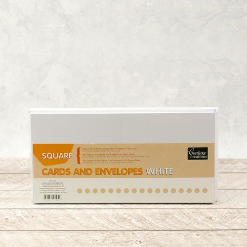 Card + Envelope Pack - White Square 50 sheets CO724845