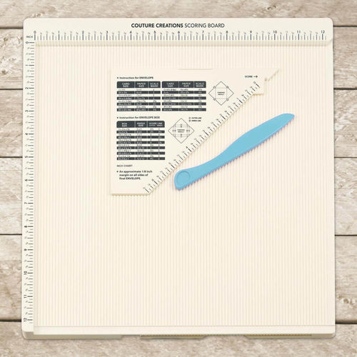 Couture Creations - Scoring Board 12x12 inc bone folder and guide