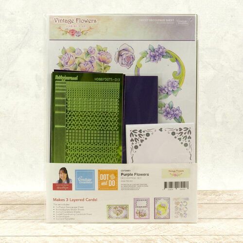 Dot & Do 3D Push Out Kit - Vintage Flowers - Purple Flowers CO726801