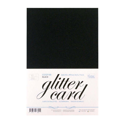 Couture Creations A4 Glitter Cardstock - Black CO727165 (250gsm 10/pk)