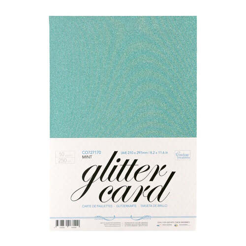 Couture Creations A4 Glitter Card - Mint / Aqua CO727170 (250gsm 10/pk)
