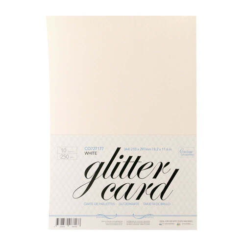 Couture Creations A4 Glitter Card - White CO727177 (250gsm 10/pk)