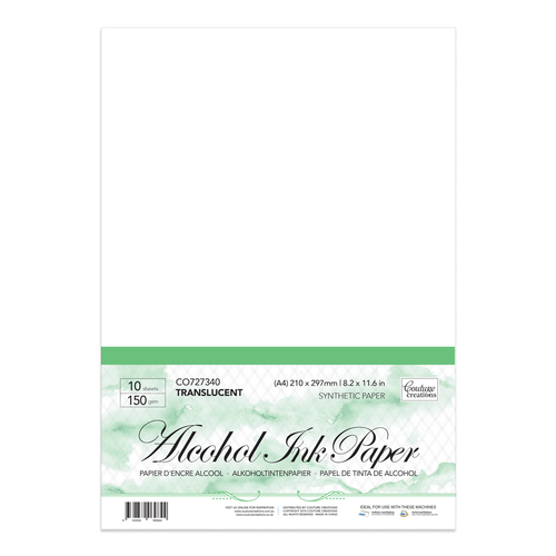 Couture Creations Synthetic Alcohol Ink Paper - Transparent A4 - 120gsm (10 sheets per pack)
