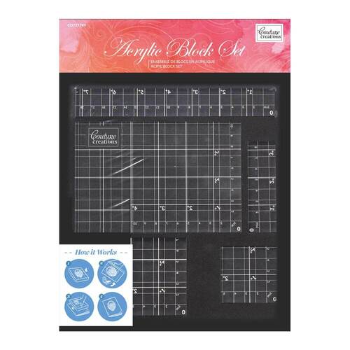 Couture Creations Acrylic Block Set with grid lines (5 pc / 8mm deep)