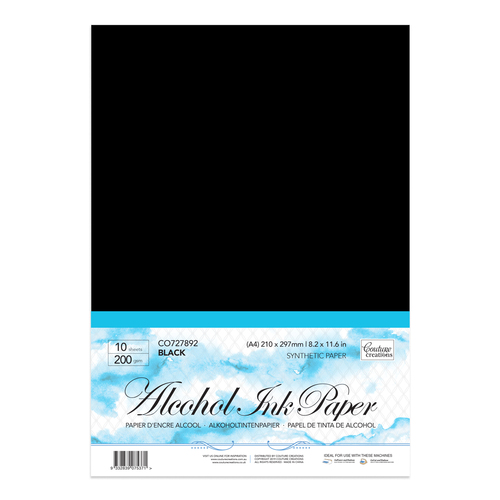 Couture Creations Synthetic Alcohol Ink Paper - Black A4 - 200gsm (10 sheets per pack)