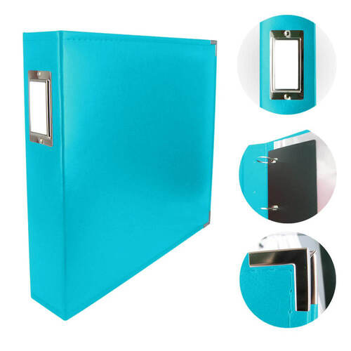 Scrapbook Classic Superior Leather D-Ring Album - Aqua Blue
