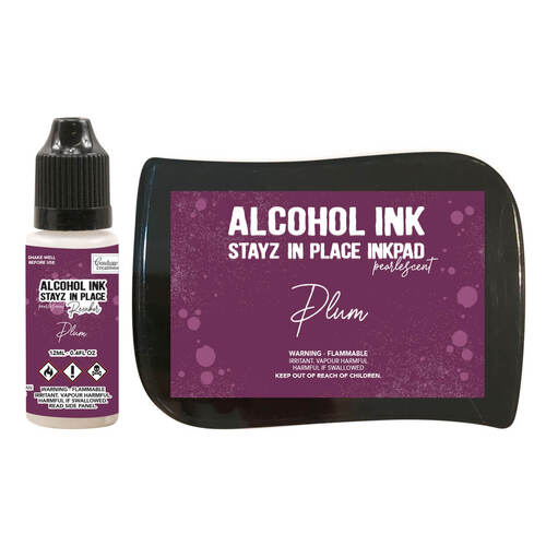 Pearlescent STAYZ IN PLACE Alcohol Ink Pad w/ 12ml Reinker - Plum