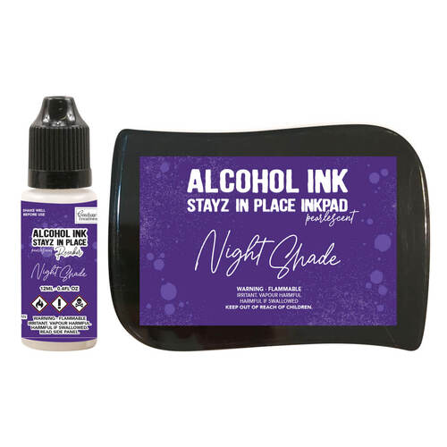 Pearlescent STAYZ IN PLACE Alcohol Ink Pad w/ 12ml Reinker - Night Shade