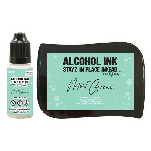 Pearlescent STAYZ IN PLACE Alcohol Ink Pad w/ 12ml Reinker - Mint Green