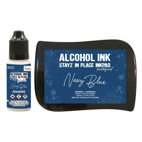 Pearlescent STAYZ IN PLACE Alcohol Ink Pad w/ 12ml Reinker - Navy Blue