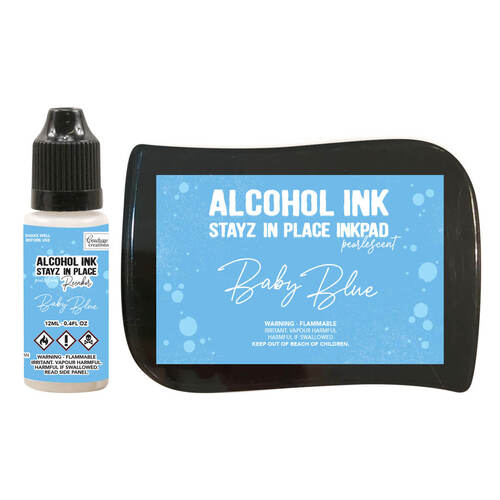 Pearlescent STAYZ IN PLACE Alcohol Ink Pad w/ 12ml Reinker - Baby Blue