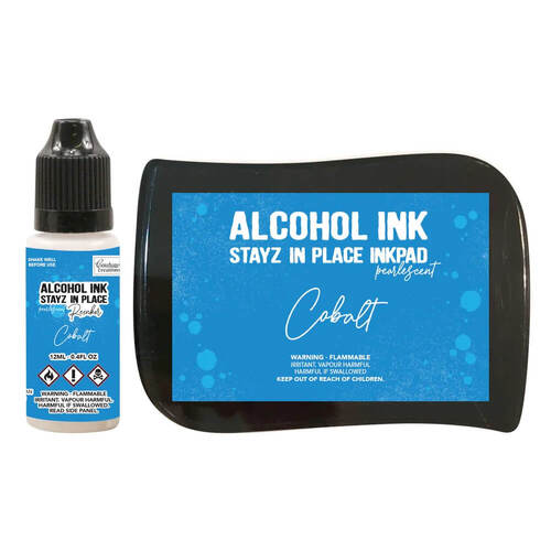 Stayz in Place Pearlised Alcohol Ink and Reinker Set - Cobalt
