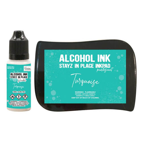 Stayz in Place Pearlised Alcohol Ink and Reinker Set - Turquoise