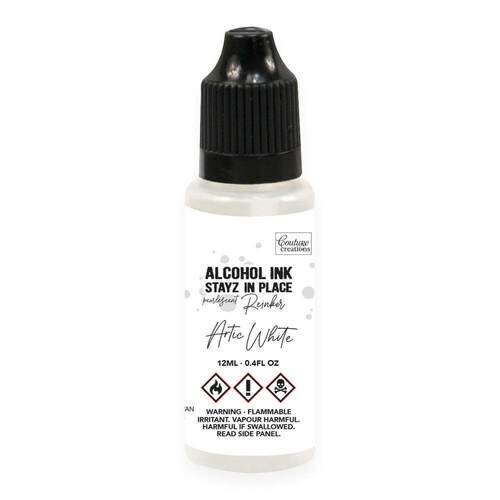 Couture Creations STAYZ IN PLACE Alcohol Ink Pad 12ml Reinker - Arctic White Pearlescent