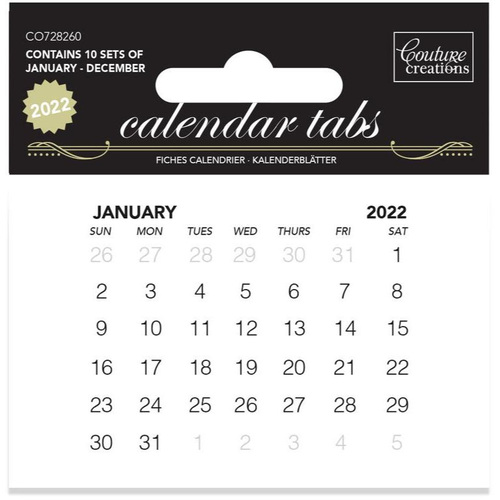 Couture Creations Calendar Tabs 2022 (10 sets of 12 months)