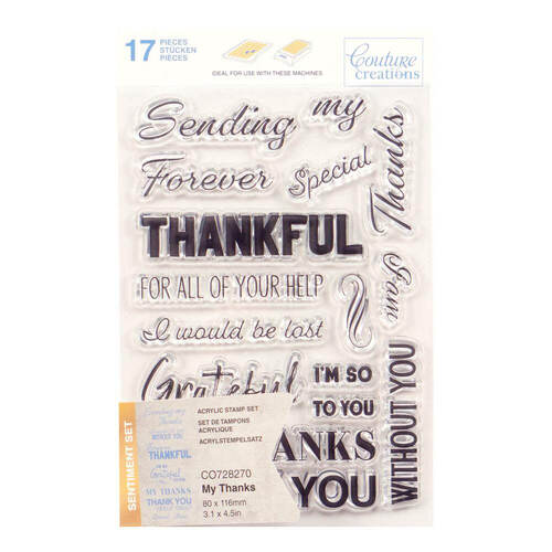 Couture Creations Stamp Set - My Thanks Sentiment (16pc) 80 x 116mm