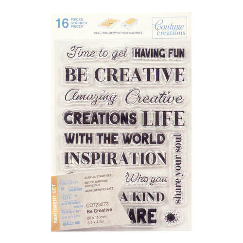 Couture Creations Stamp Set - Be Creative Sentiment (16pc) 80 x 116mm