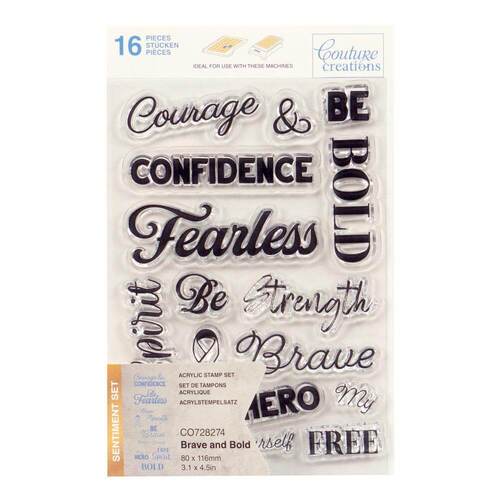 Couture Creations Stamp Set - Brave and Bold Sentiment (16pc) 80 x 116mm