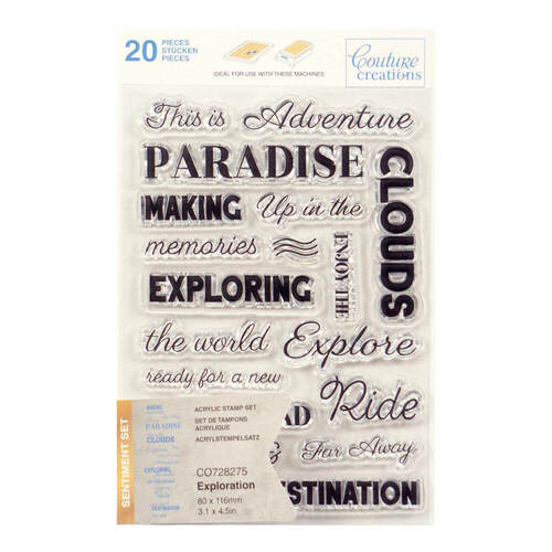 Couture Creations Stamp Set - Exploration Sentiment (20pc) 80 x 116mm