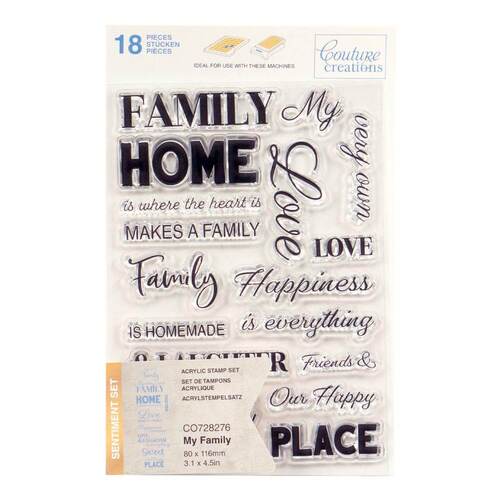 Couture Creations Stamp Set - My Family Sentiment (18pc) 80 x 116mm