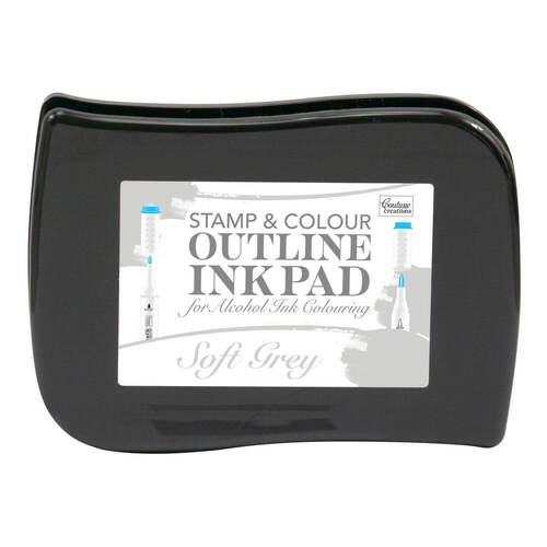 Couture Creations Stamp & Colour Outline Ink Pad for Alcohol Ink Colouring - Soft Grey