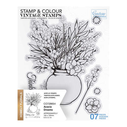 Couture Creations Stamp & Colour - Acacia Dreams Stamp Set (7pc)