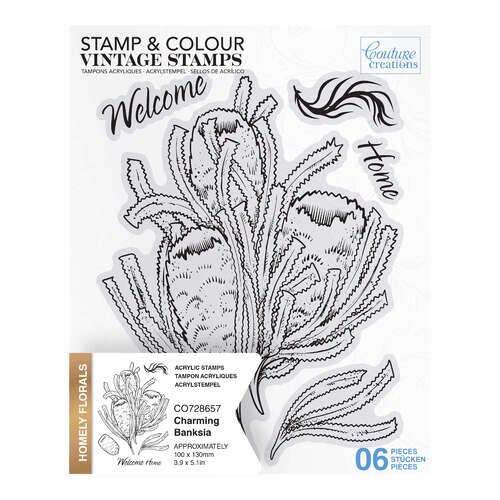 Couture Creations Stamp and Colour Stamp - Homely Florals - Charming Banksia Set (6pc)