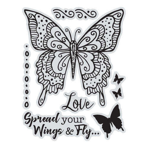 Stamp & Colour Outline Stamps - Spread Your Wings Butterfly (7pc)