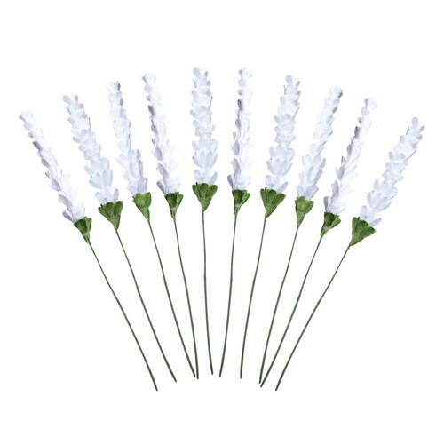 Paper Flowers - Lavender Love - White Paper Lavender Stems (10pc)