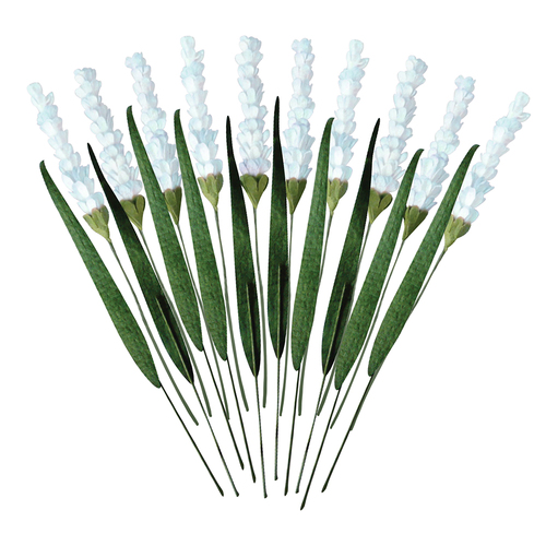 Paper Flowers - Lavender Love - 2-Tone Baby Blue Lavender Stems + Long Grass (20pc)