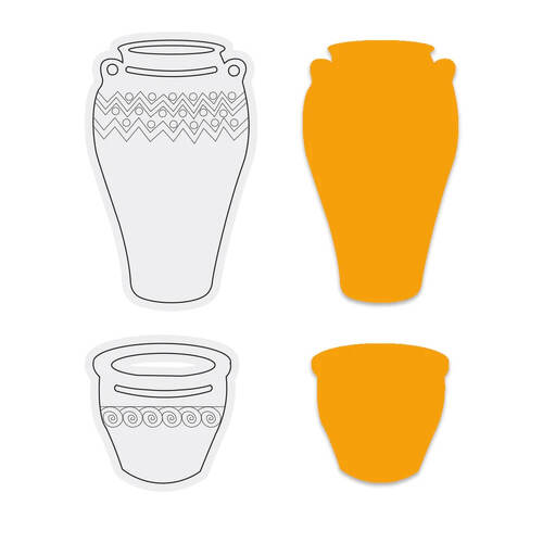 Couture Creations Stamp and Dies - Decorative Pots Boho