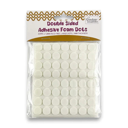 Double Sided Adhesive Foam Dots (12mm 1mm high 1mm thick, 224 pcs)