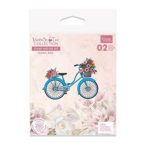 Couture Creations Stamp & Dies - Vintage Tea Collection - Floral Bike