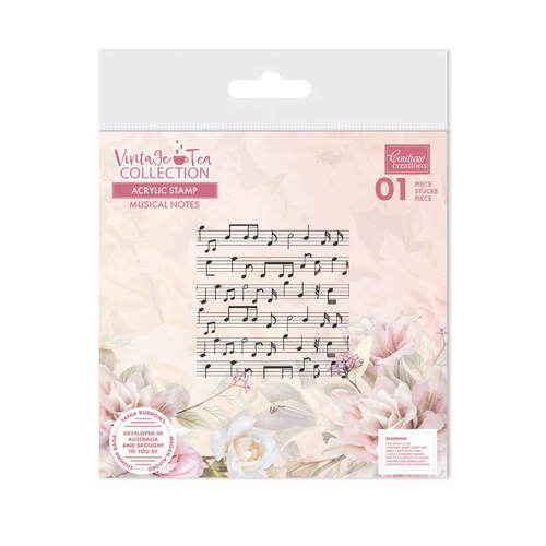 Couture Creations Stamp - Vintage Tea Collection - Musical Notes