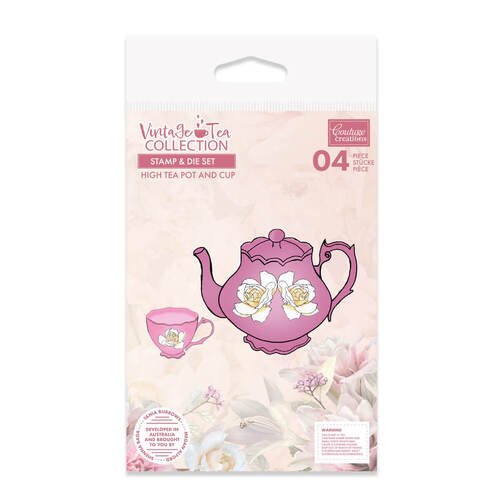 Couture Creations Stamp & Dies - Vintage Tea Collection - High Tea Pot and Cup