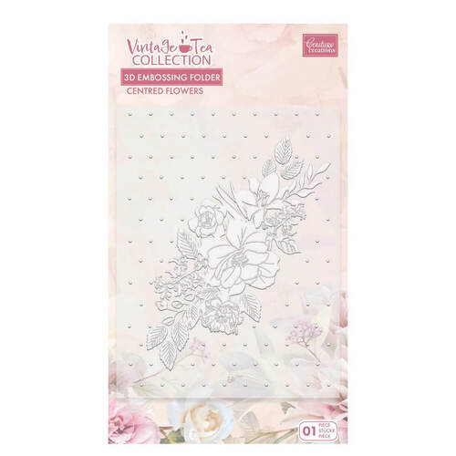 Couture Creations 3D Embossing Folder - Vintage Tea Collection - Centred Flowers
