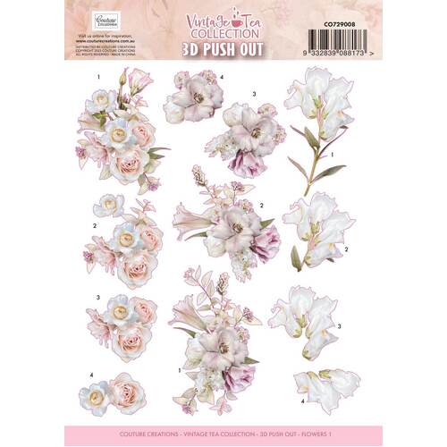 Couture Creations 3D Pushouts - Vintage Tea Collection - Flowers 1